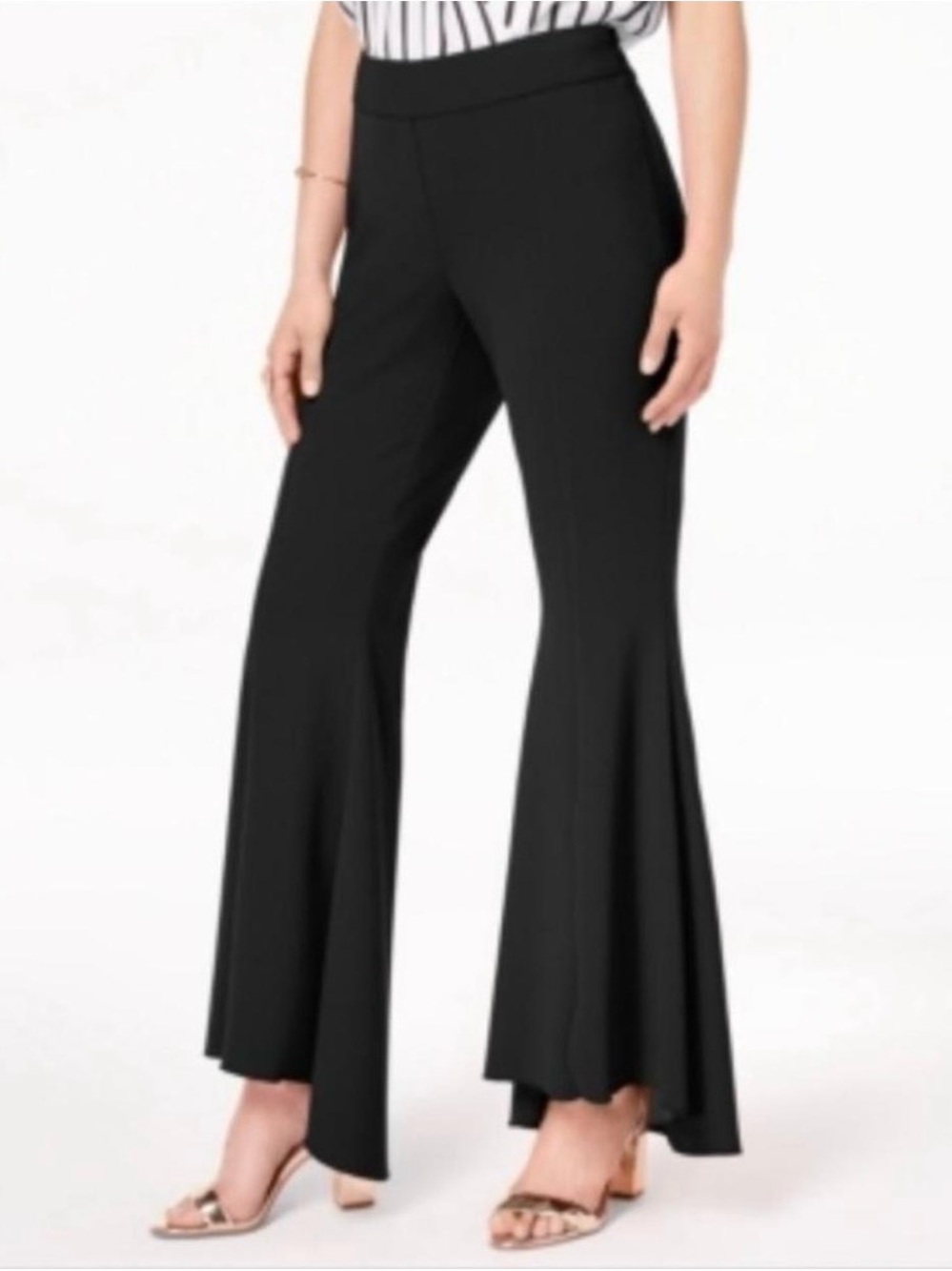 INC International Concepts Black Wide-Leg Flare Pants